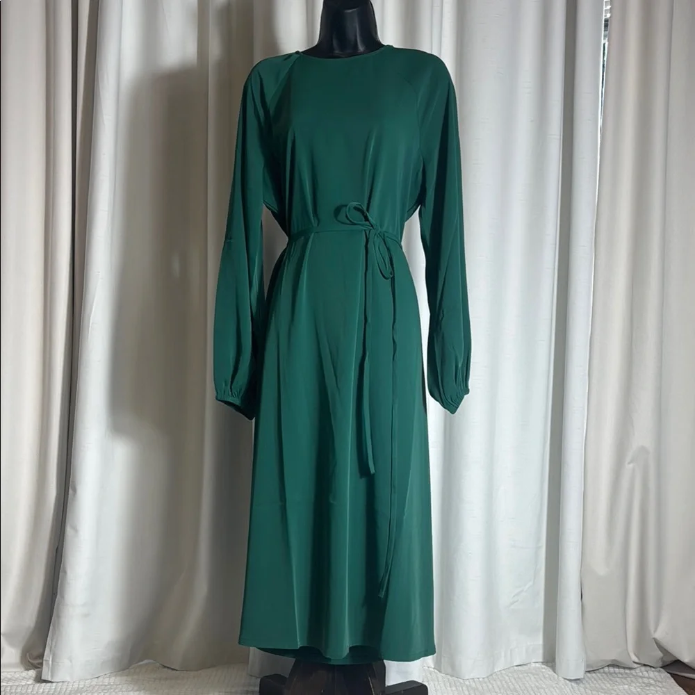 The Drop Women's Standard Dolman Balloon Sleeve Belted Midi Dress - Picture 5 of 11